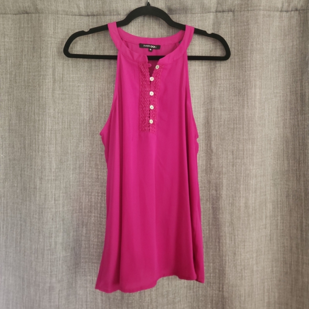 Papermoon Fuchsia Button-Front Tank Top